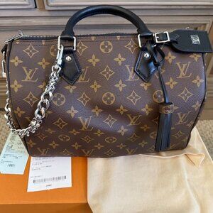 LOUIS VUITTON Speedy Soft 30 Dark Monogram Canvas Shoulder Bag NWT